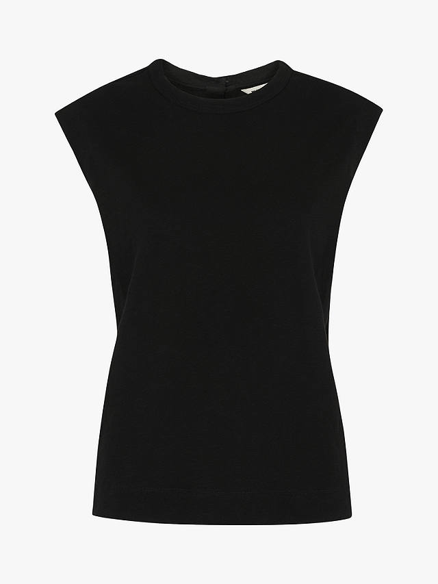 Whistles Cotton Muscle Top, Black