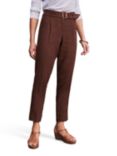 Pure Collection Linen Belted Trousers, Chocolate