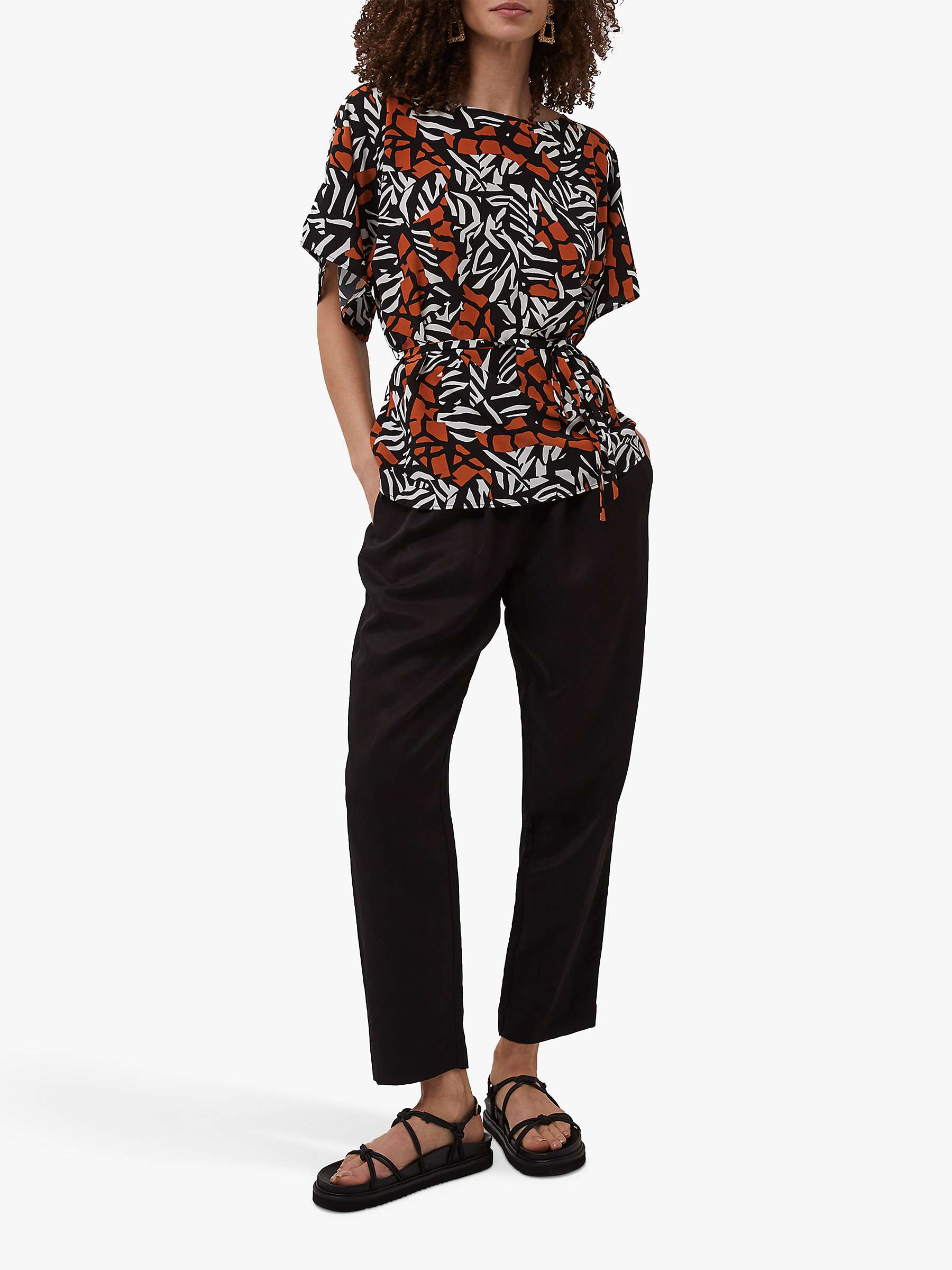 Buy French Connection Afara Abstract Print Top, Black/Multi Online at johnlewis.com