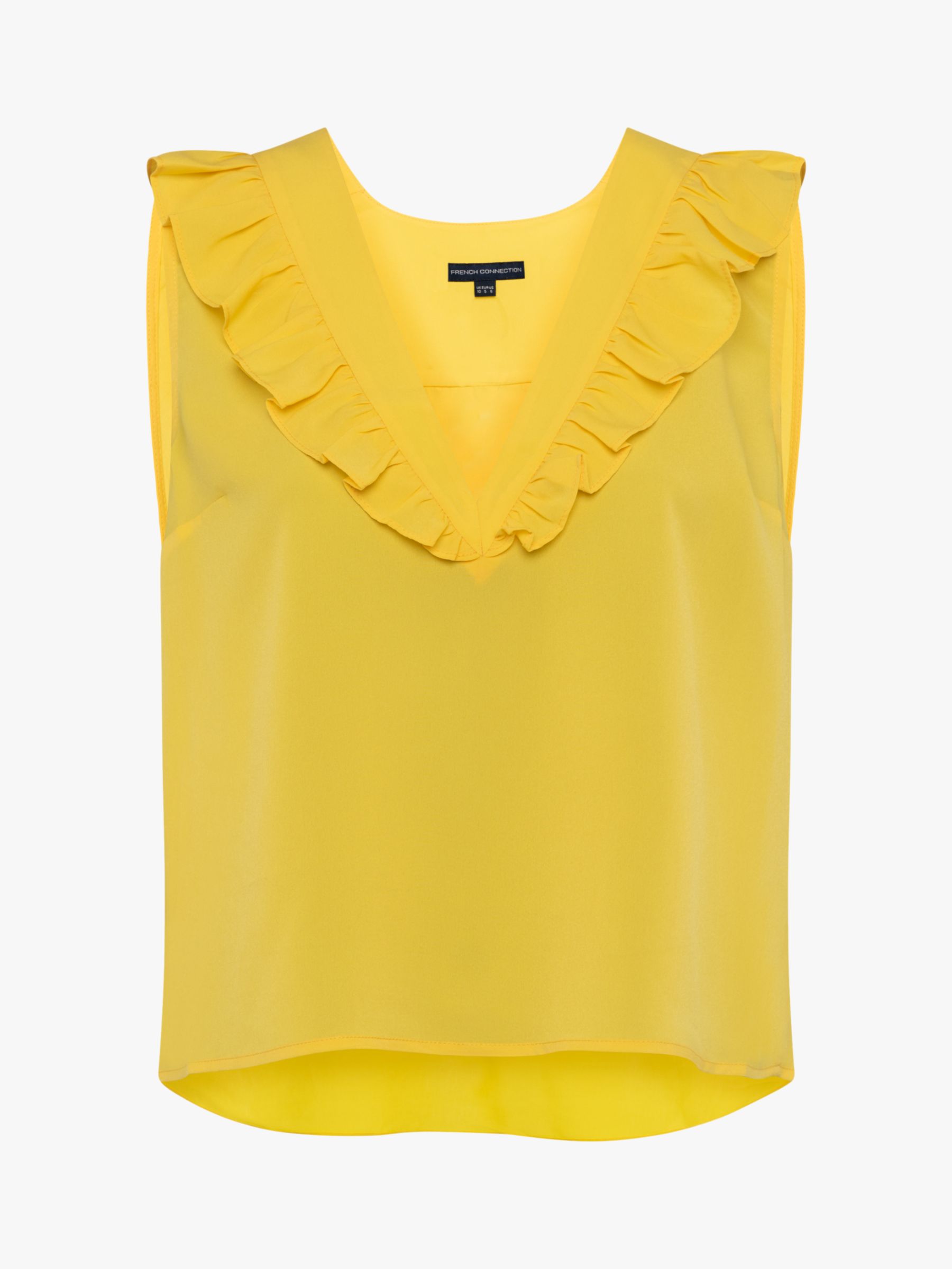 French Connection Crepe Sleeveless Ruffle Neck Top
