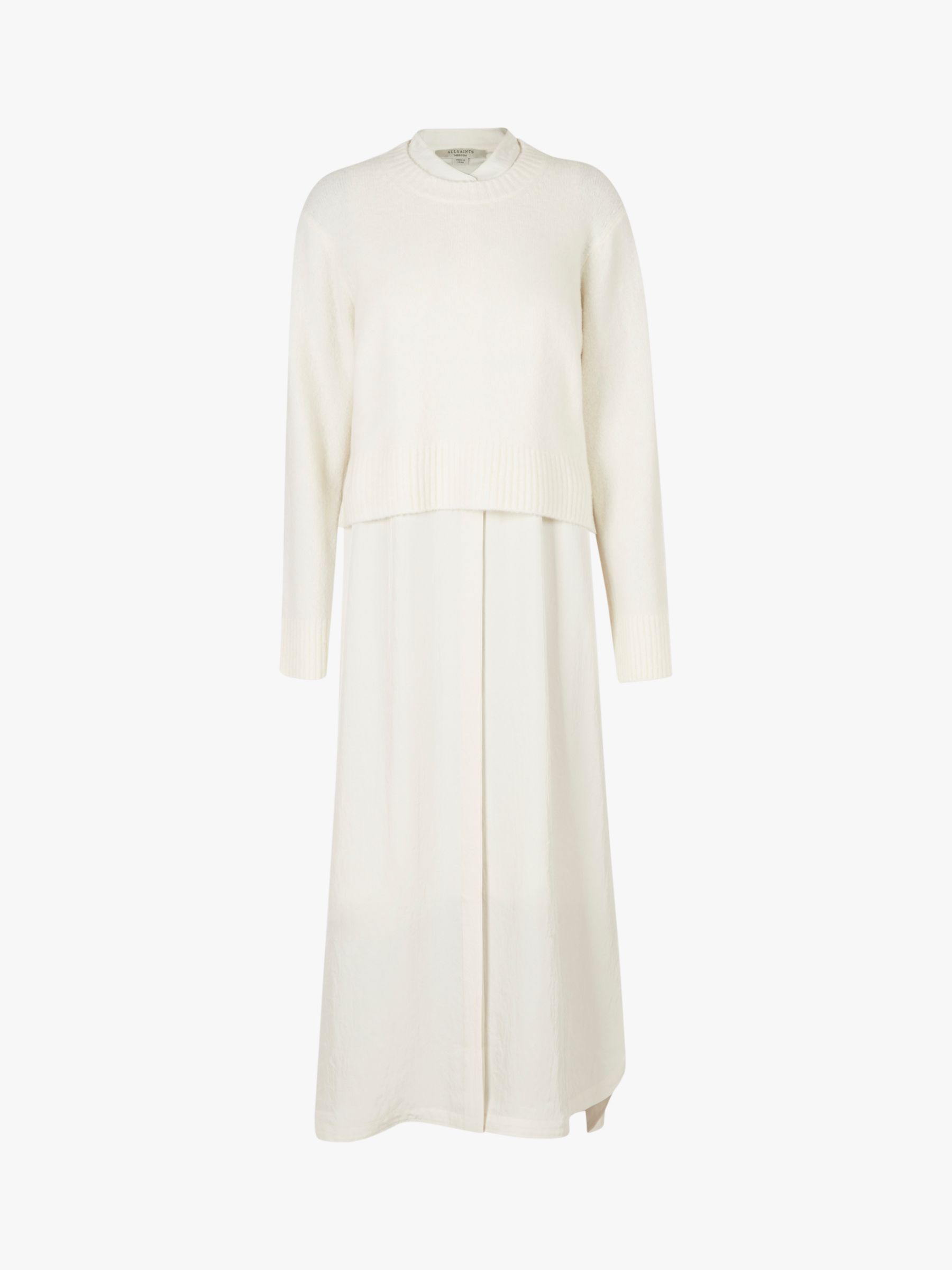 AllSaints Angelina 2-in-1 Button Dress, Chalk White