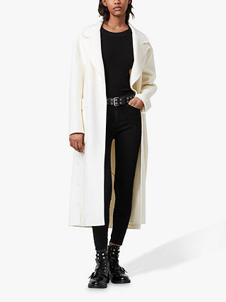 AllSaints Hazel Long Wool Coat, Ivory White