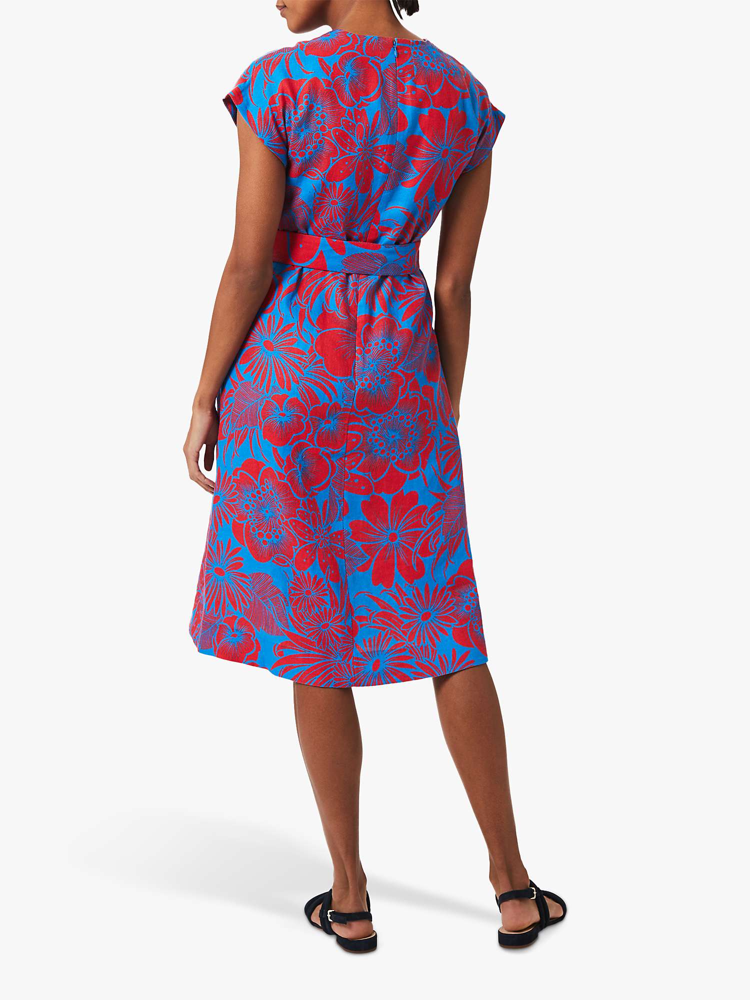 Buy Hobbs Etty Linen Dress, Red/Azure Blue Online at johnlewis.com