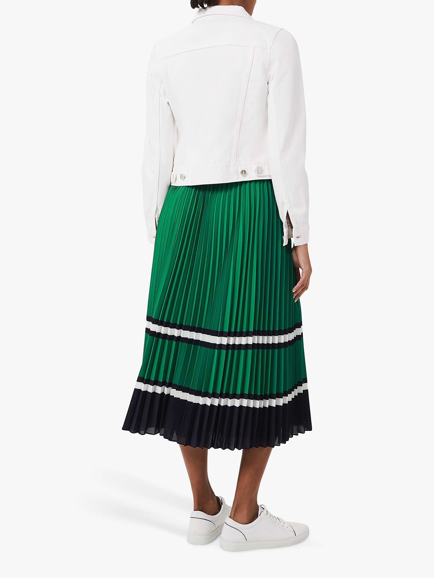 Hobbs Bess Pleat Skirt, Green/Multi at John Lewis & Partners