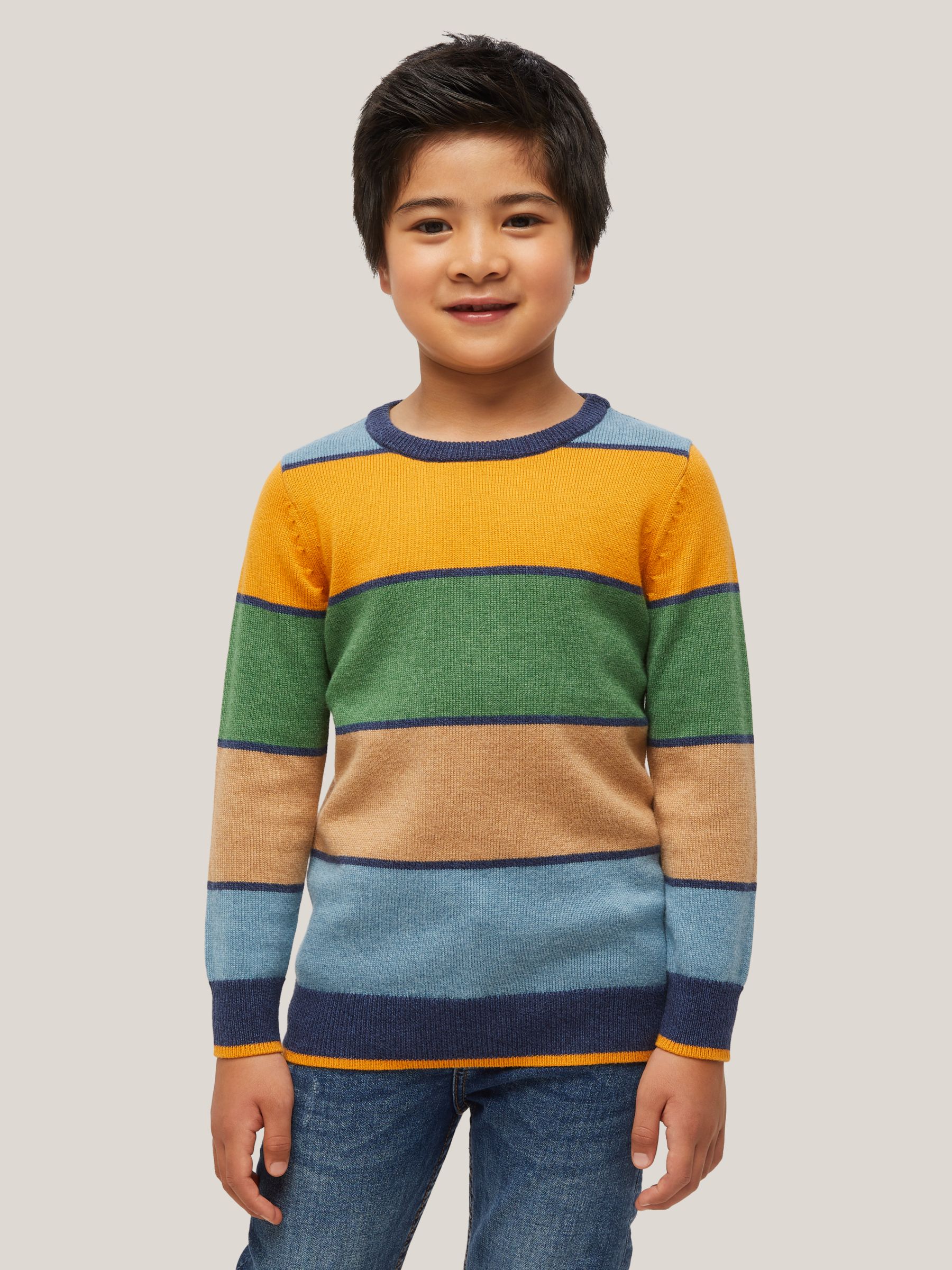 John Lewis Kids' Cotton Cashmere Striped Knit Jumper, Multi