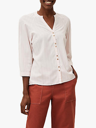 Phase Eight Tazanna Stripe Button Blouse, Pale Pink/Ivory