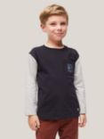 John Lewis & Partners Kids' Hey Graphic Pocket Jersey T-Shirt, Black/Grey