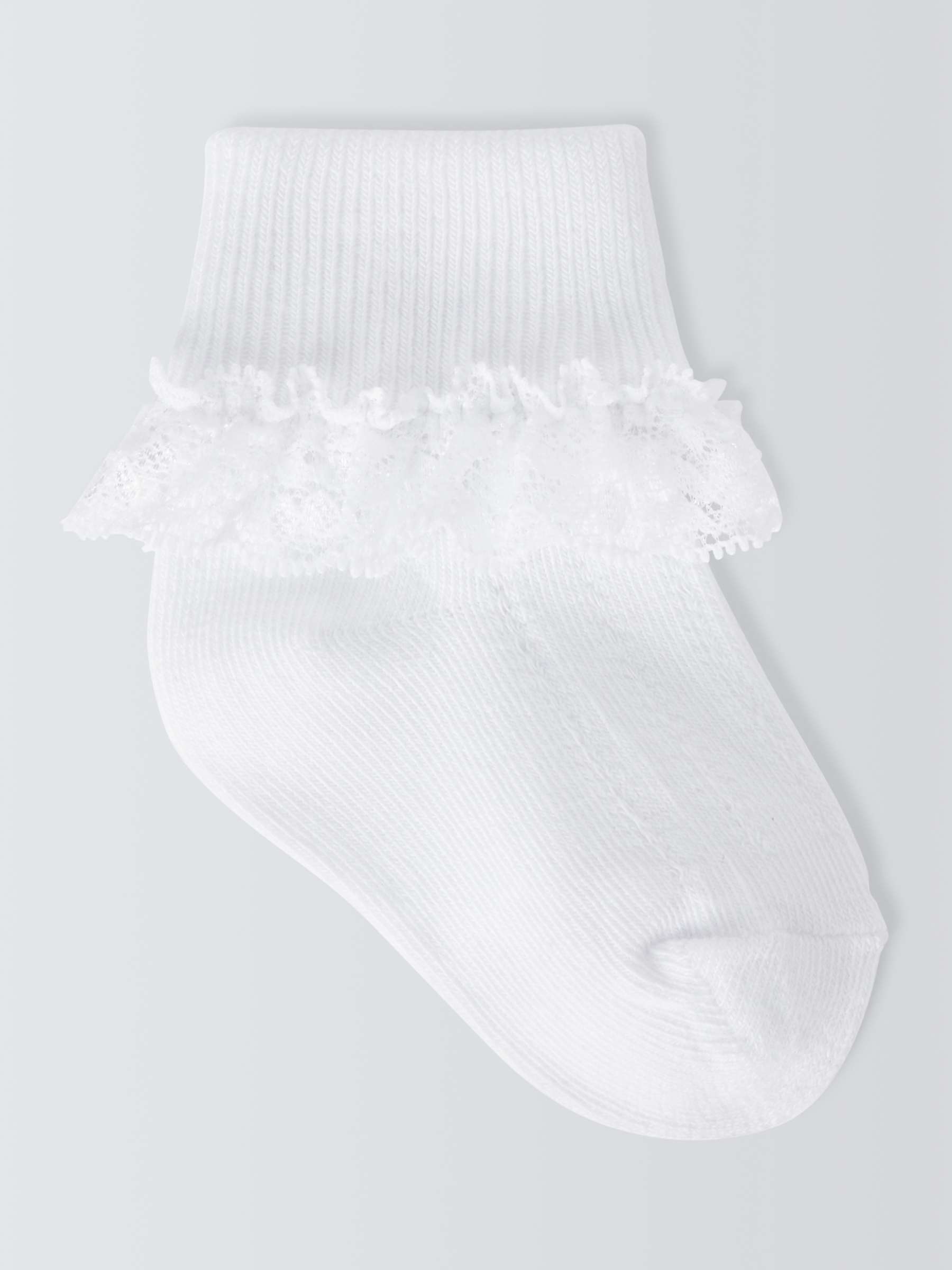 John Lewis Baby Organic Cotton Rich Lace Trim Socks, Pack of 3, White ...