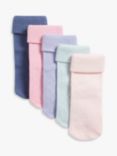 John Lewis & Partners Baby Cotton Rich Roll Top Socks, Pack of 5, Multi