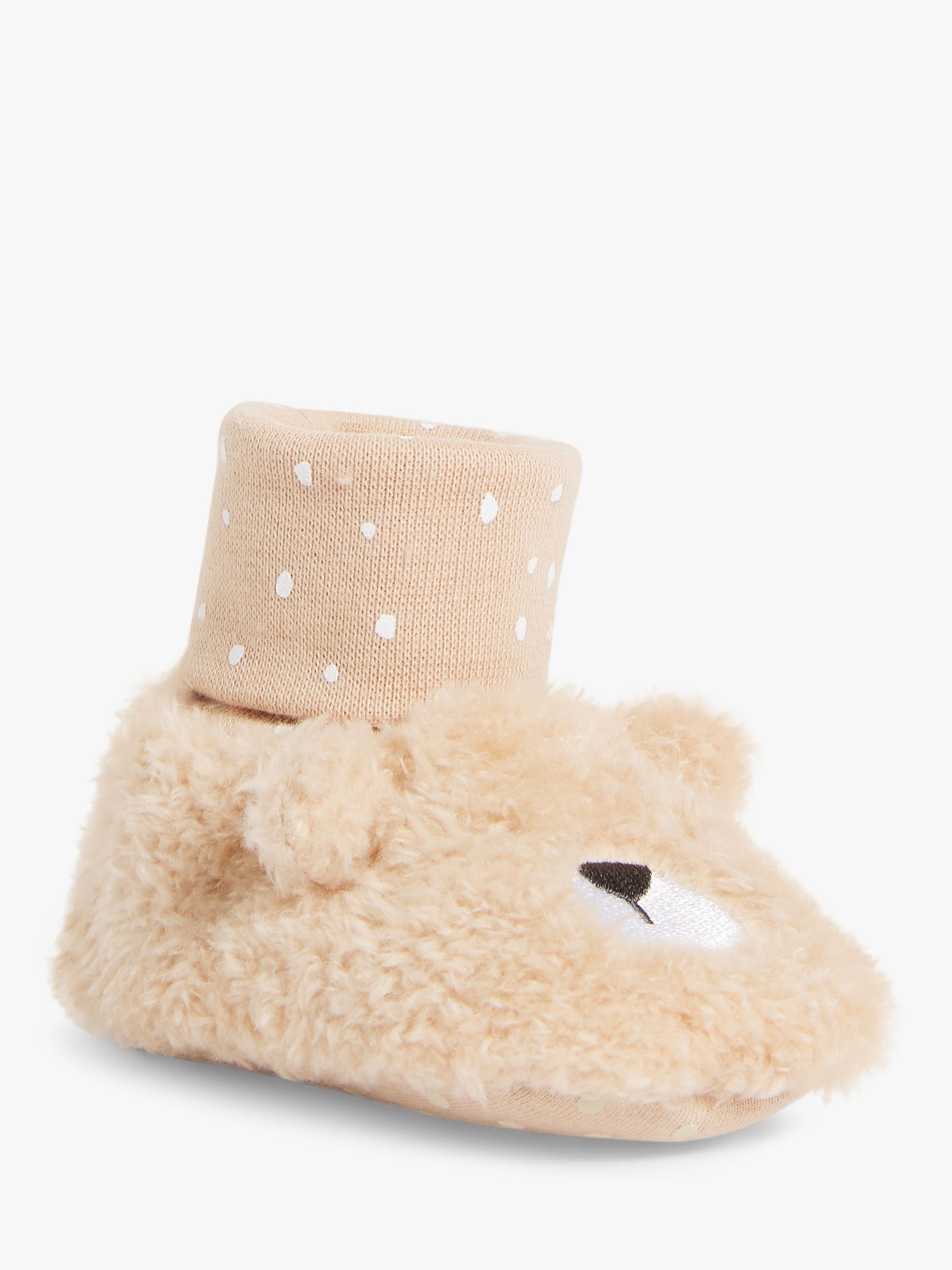 John Lewis Baby Bear Socktop Slippers, Light Brown