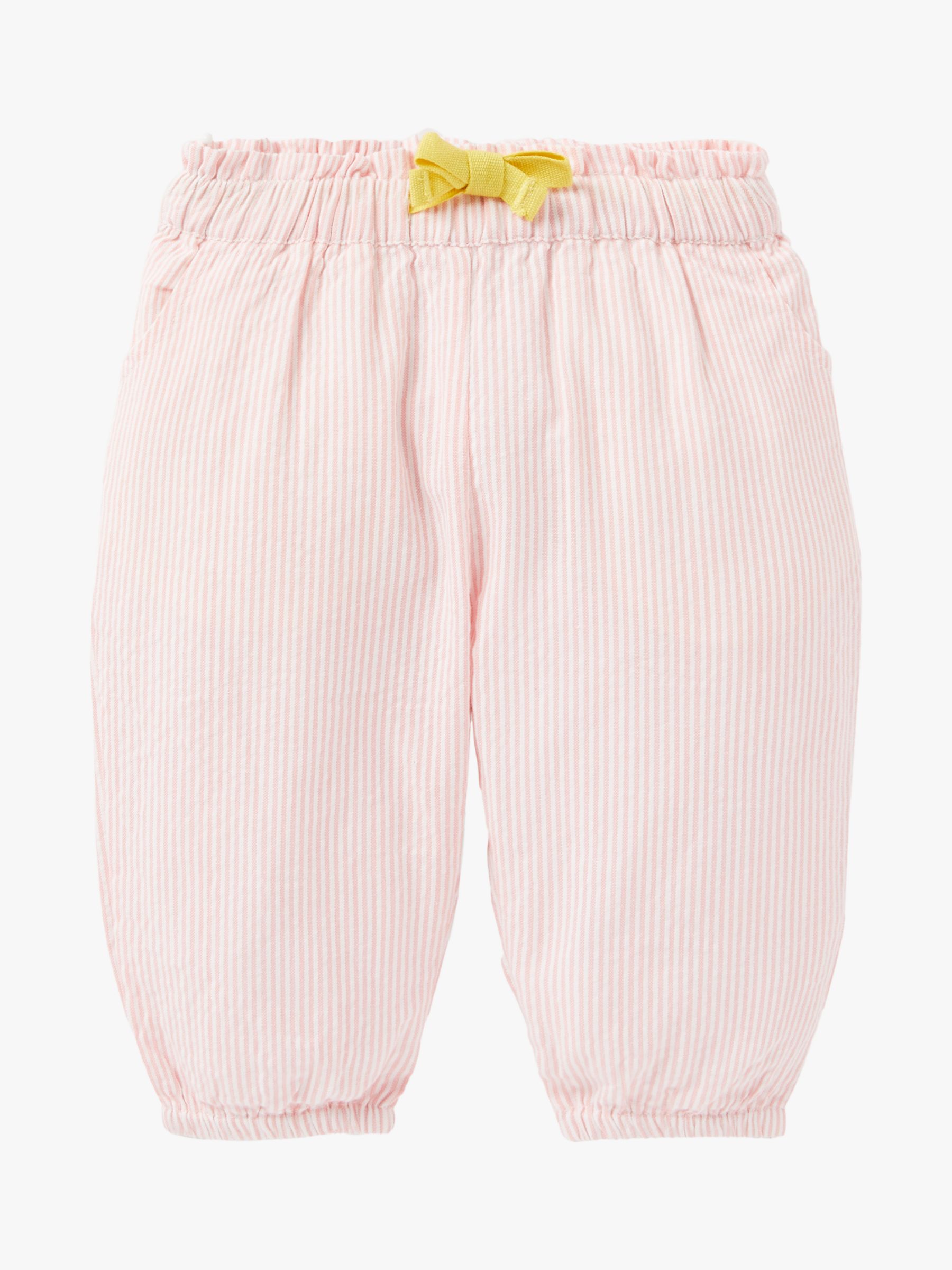 Mini Boden Baby Ticking Stripe Paper Bag Trousers, Pink