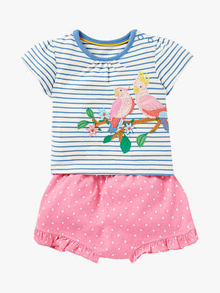 Mini Boden Baby Bird Applique T-Shirt and Bloomers Play Set, Blossom Pink/Multi