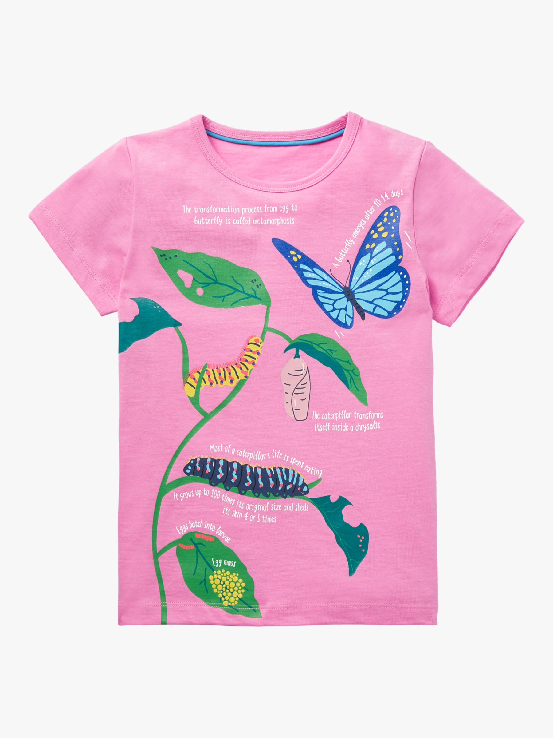 Mini Boden Kids' Fun Facts Butterfly Graphic Top, Pink