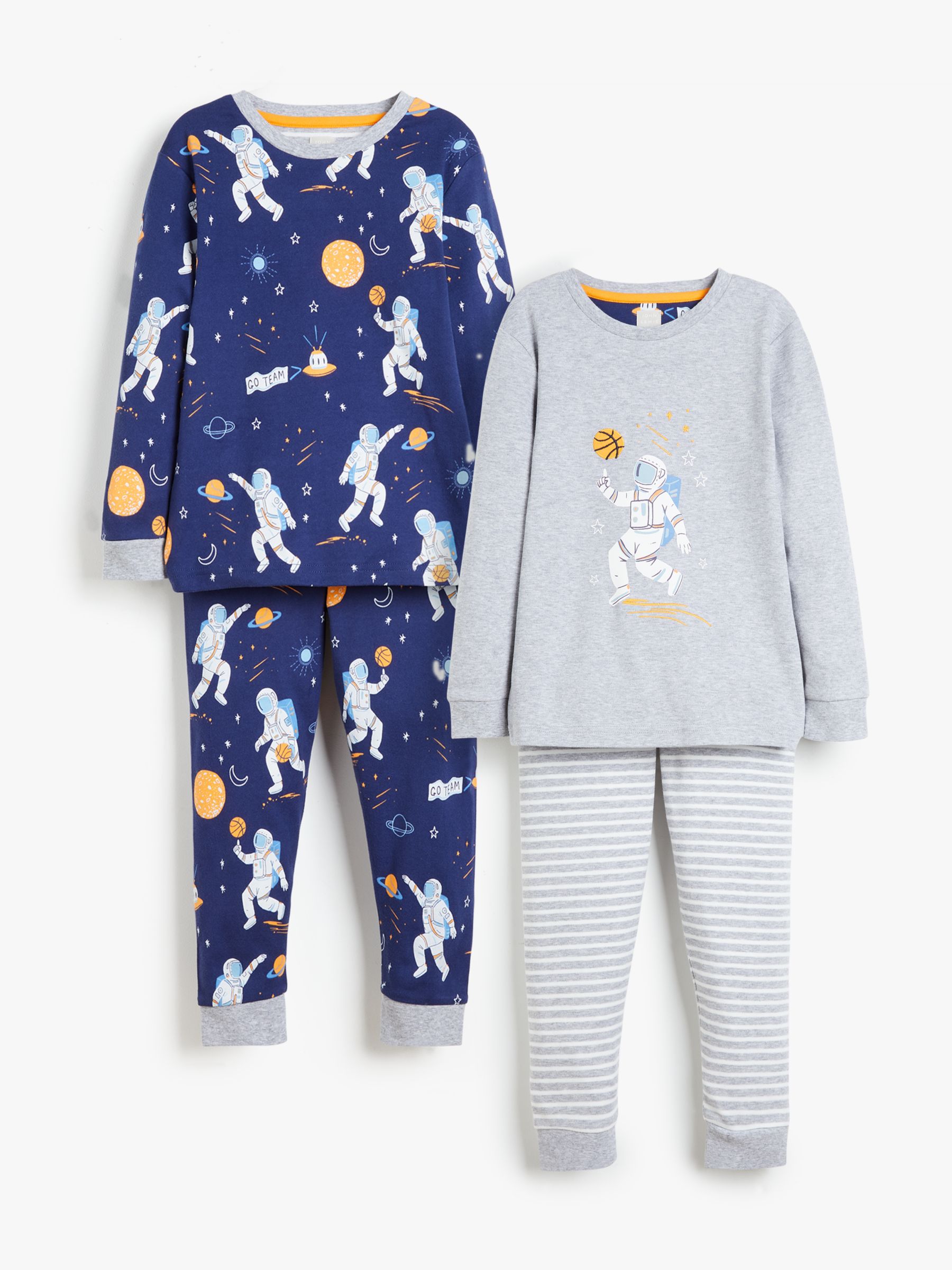 John Lewis & Partners Kids' Space Print Pyjamas, Pack of 2, Multi at ...