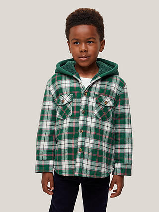 John Lewis Kids' Hooded Shirt Jacket, Green