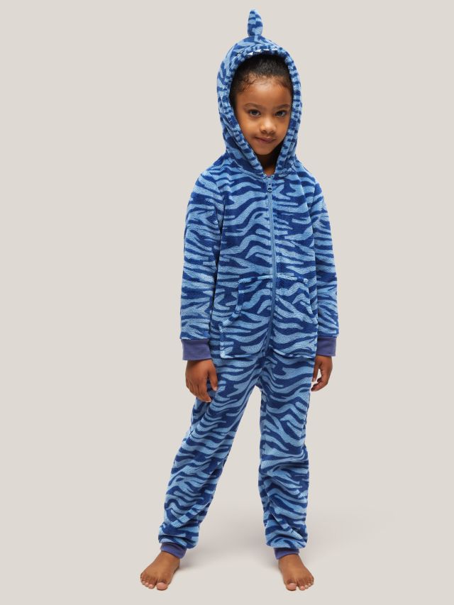 John Lewis Kids Shark Onesie Blue 6 years