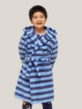 John Lewis & Partners Kids' Striped Fleece Robe, Blue