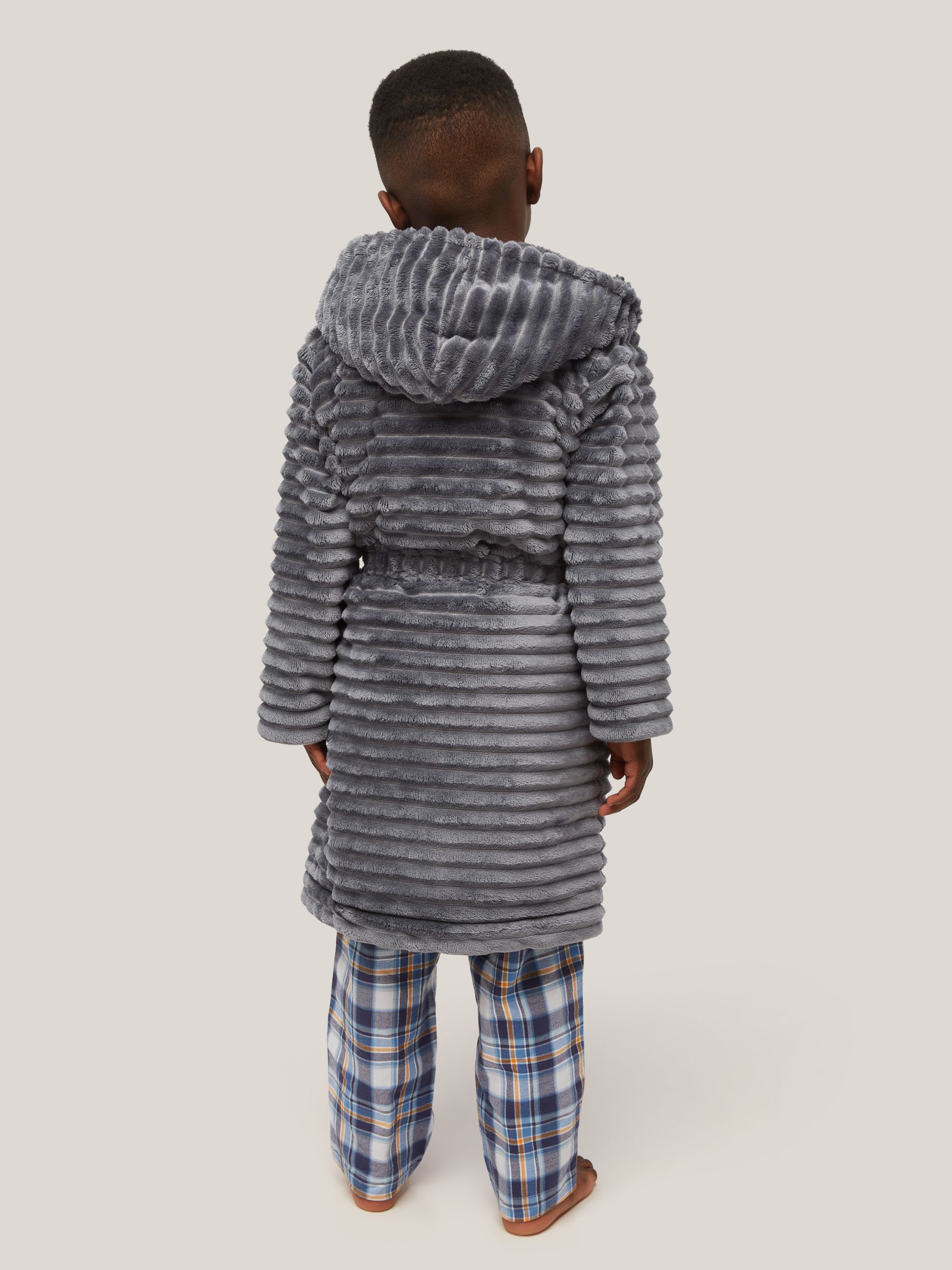 John Lewis Kids' Corded Fleece Robe, Grey, 2 years