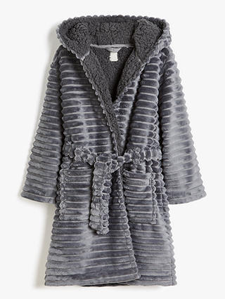 John Lewis Kids' Corded Fleece Robe, Grey