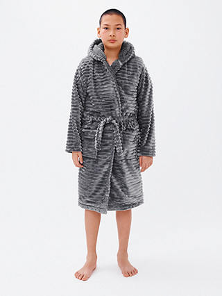 John Lewis Kids' Corded Fleece Robe, Grey