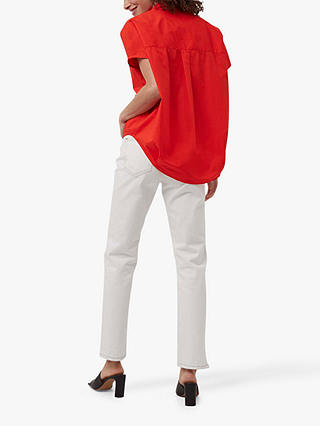 French Connection Cele Rhodes Poplin Short Sleeve Shirt, Fiery Red