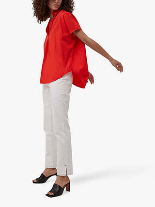 French Connection Cele Rhodes Poplin Short Sleeve Shirt, Fiery Red