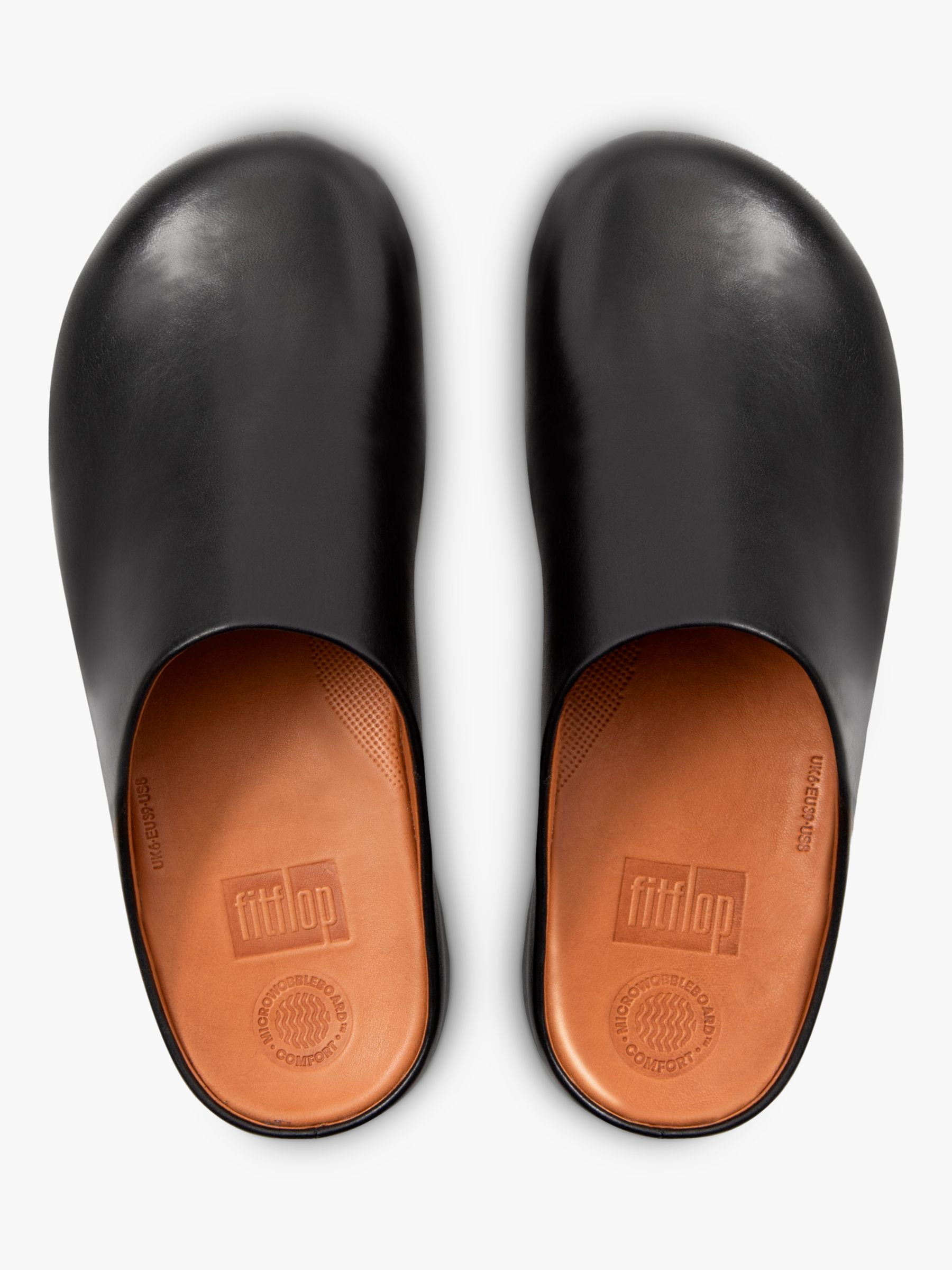 FitFlop Shuv Leather Clogs, Black, 3