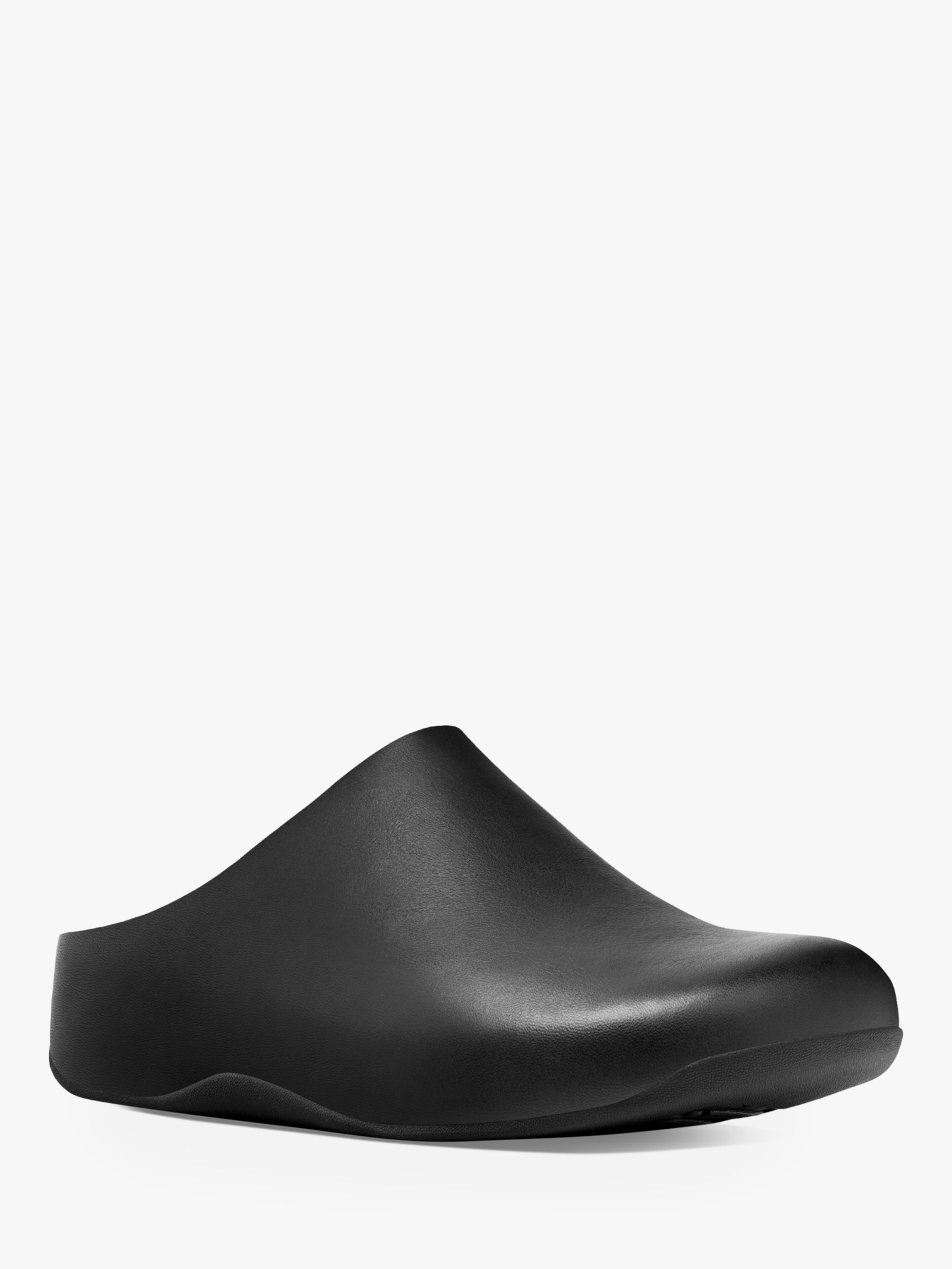 FitFlop Shuv Leather Clogs, Black at John Lewis & Partners