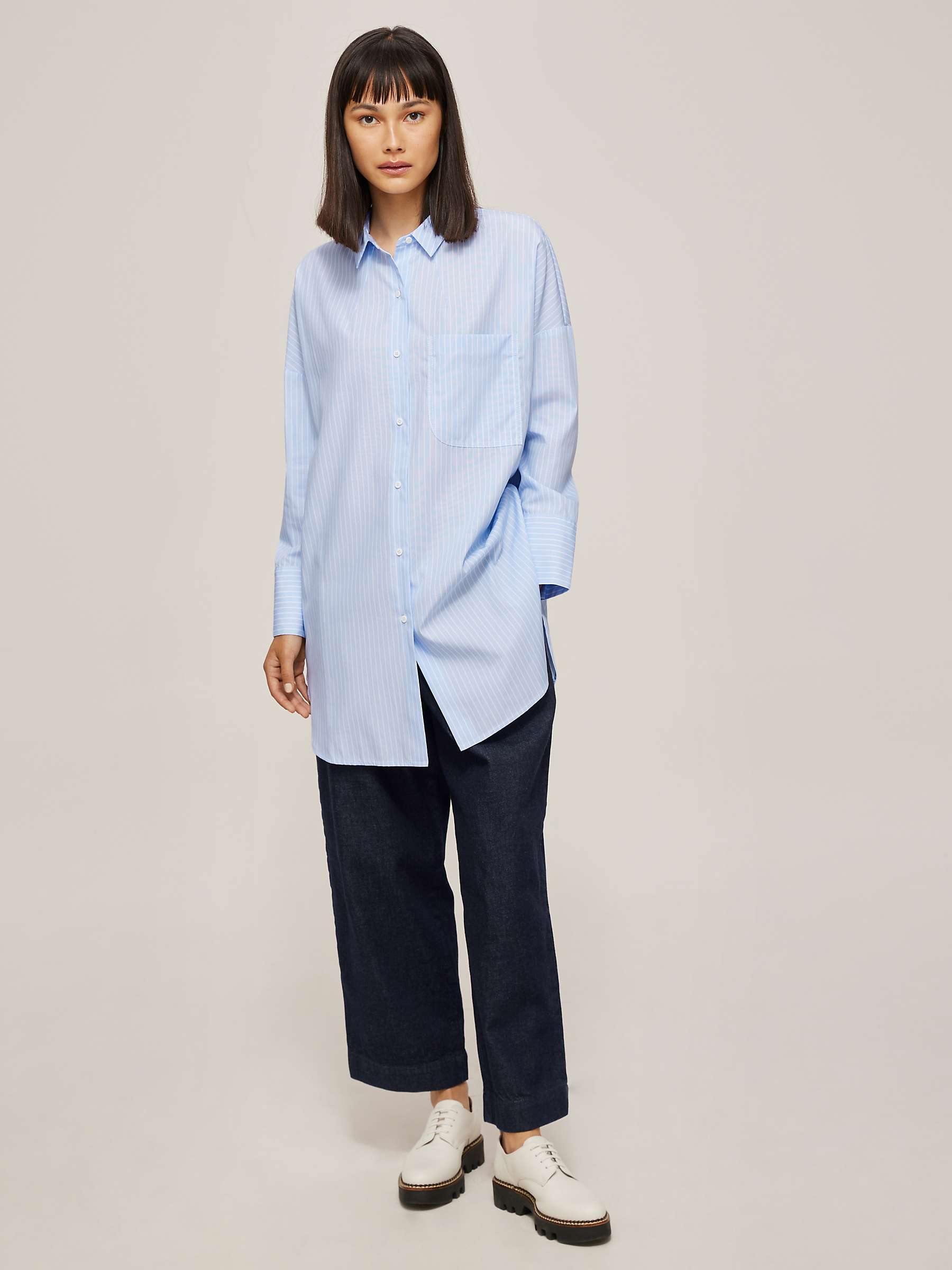 Buy Kin Cotton Stripe Shirt, Blue/White Online at johnlewis.com