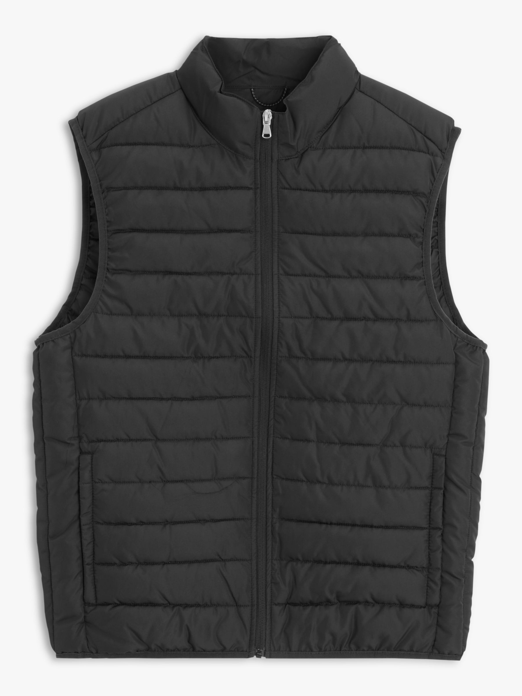 John Lewis Shower Resistant Recycled Puffer Gilet, Black, S