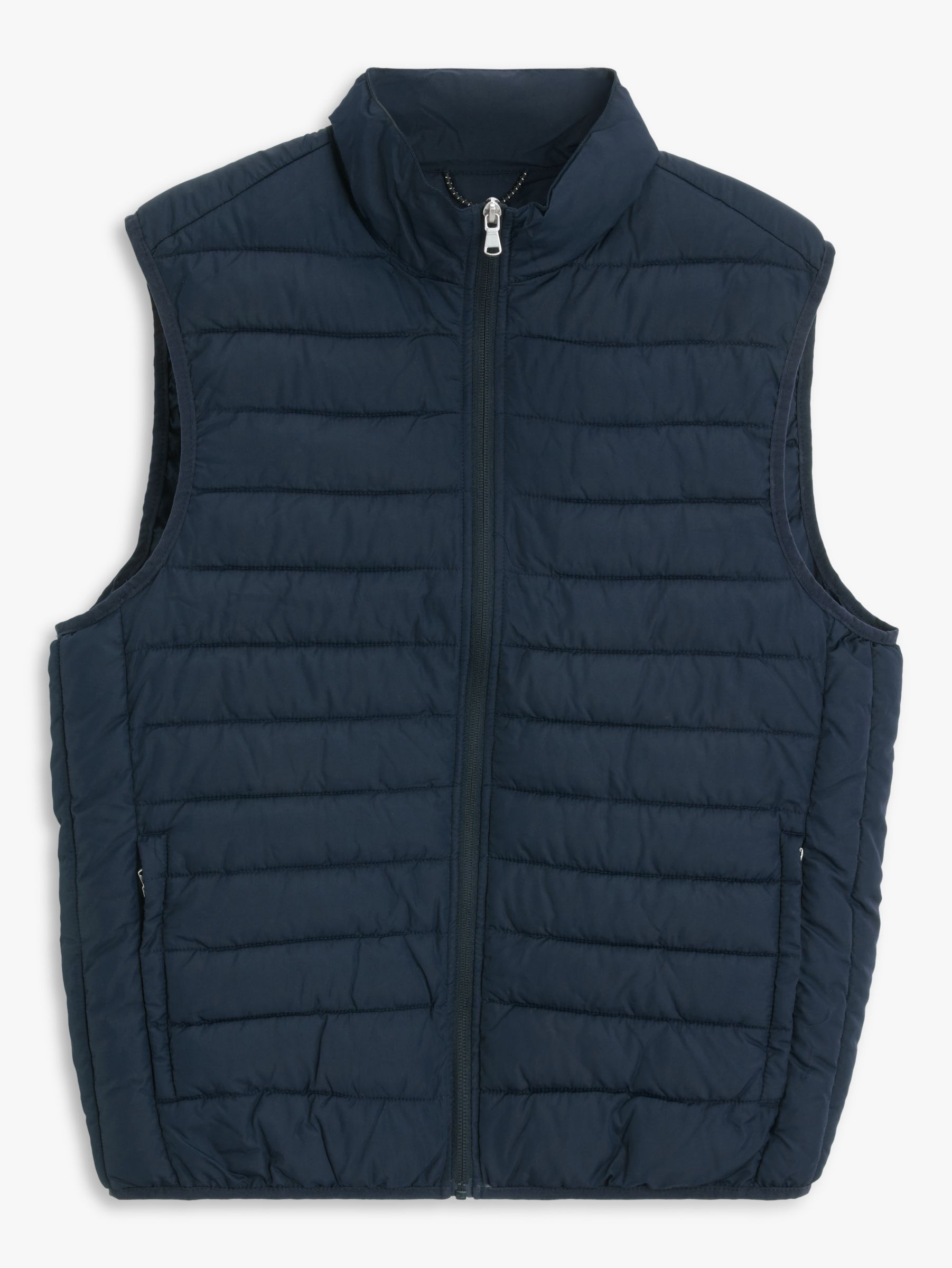 John Lewis Shower Resistant Recycled Puffer Gilet, Navy, M