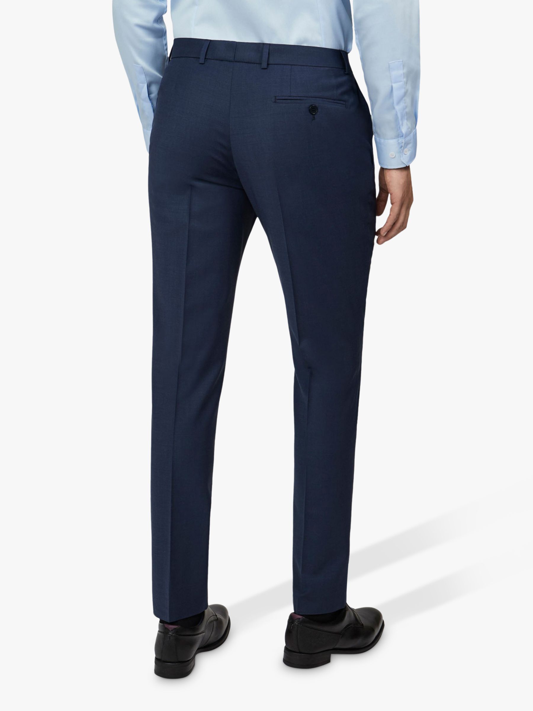 Ted Baker Wool Tonal Check Slim Fit Trousers, Navy at John Lewis & Partners