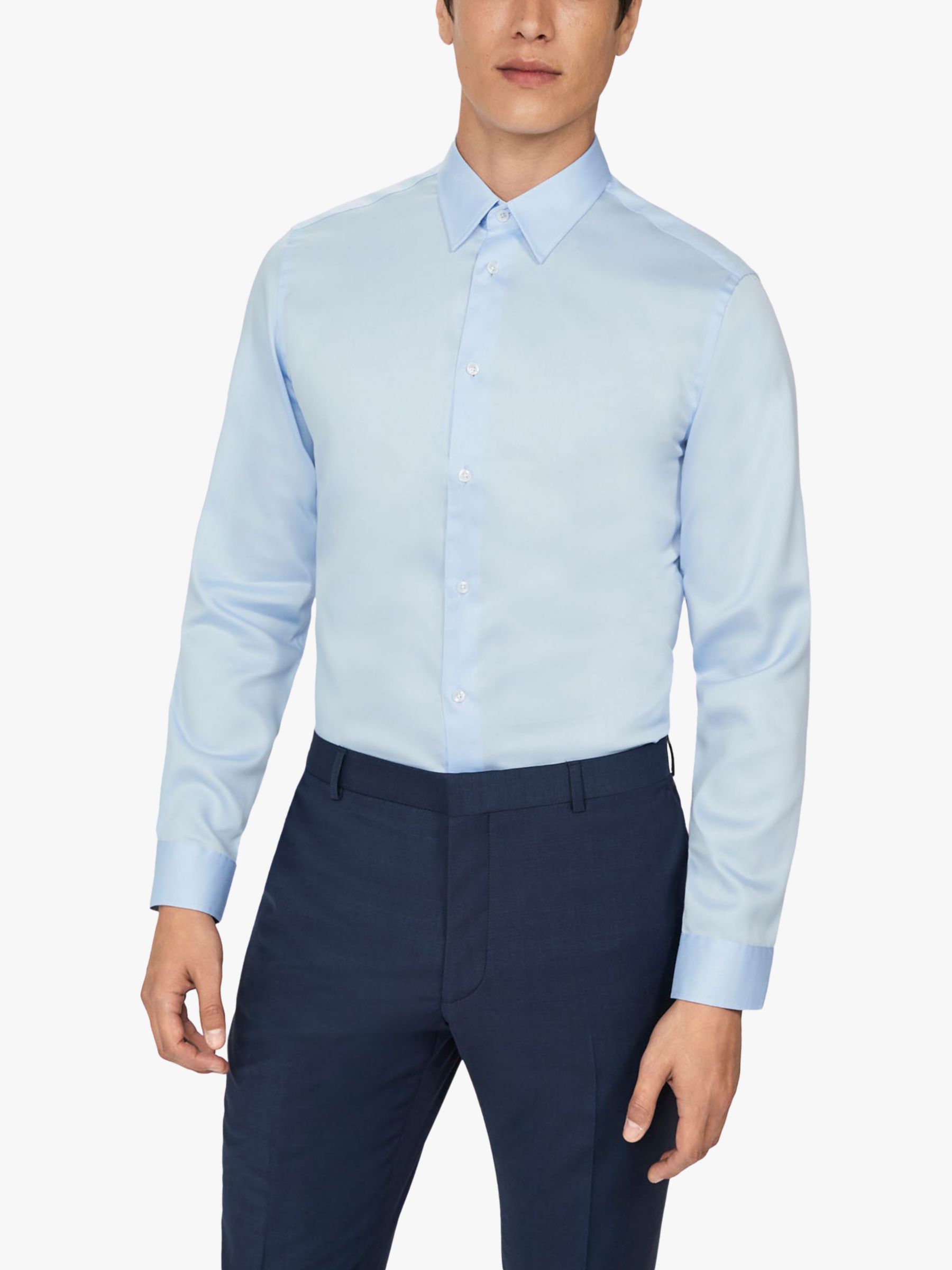 Ted Baker Sateen Slim Fit Shirt, Light Blue at John Lewis & Partners