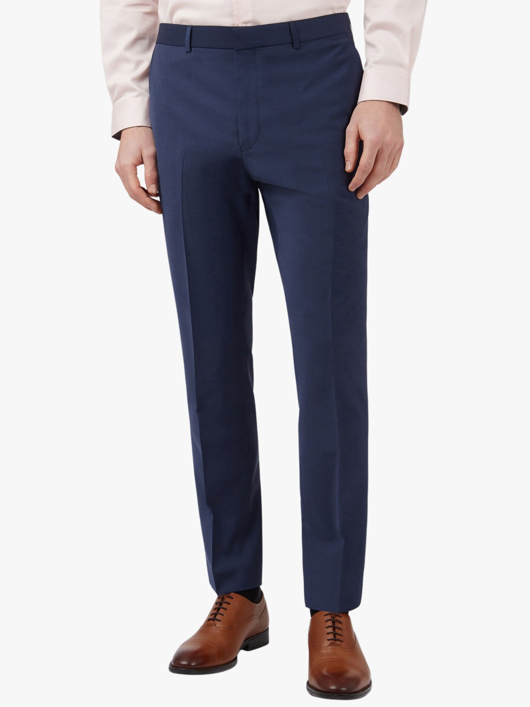 Ted Baker Wool Blend Slim Panama Suit Trousers, Blue, 32S