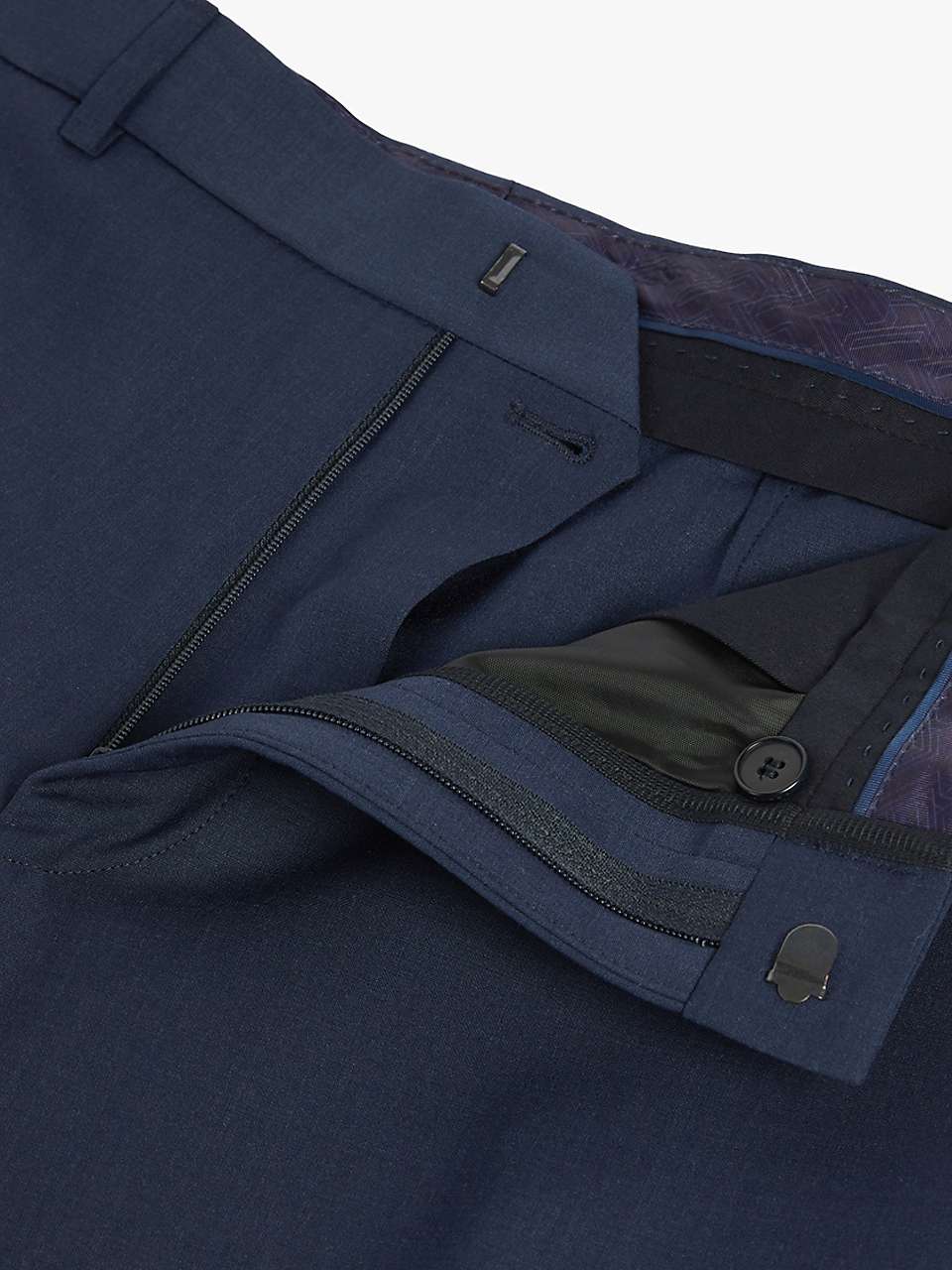 Buy Ted Baker Wool Blend Slim Panama Suit Trousers, Blue Online at johnlewis.com
