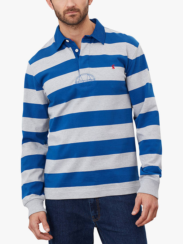 Joules Onside Striped Rugby Polo Shirt, Light Blue And White Rugby Shirt