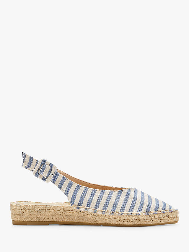 Boden Striped Canvas Slingback Espadrille Sandals, Moroccan Blue