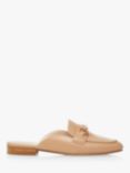 Dune Glowin Leather Snaffle Trim Backless Loafers, Camel