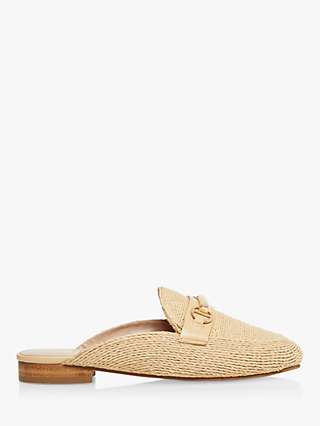 Dune Glowin Snaffle Trim Backless Loafers, Natural