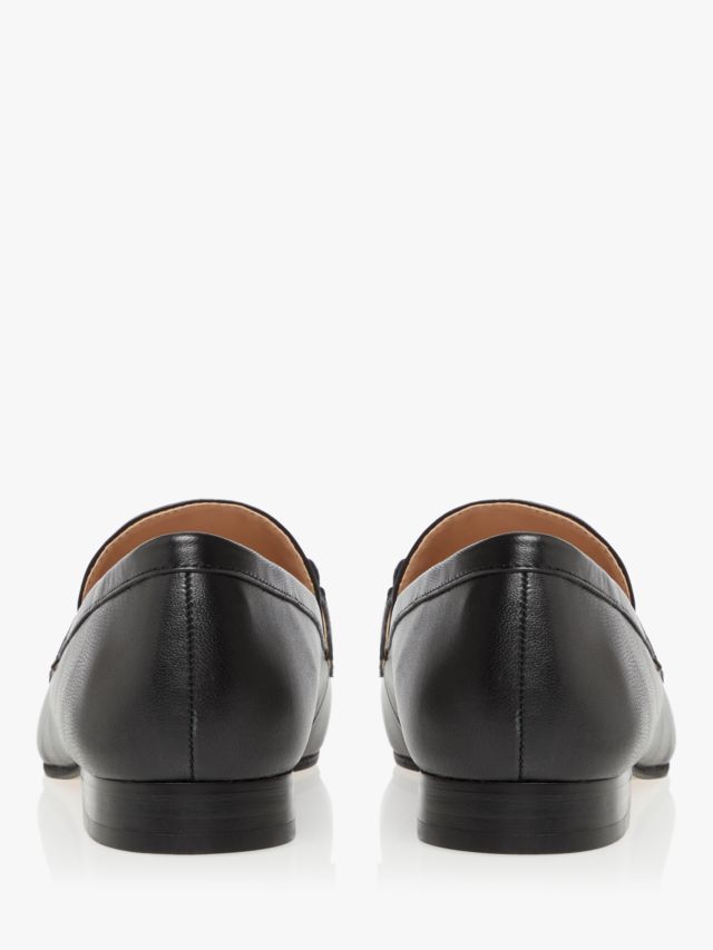 Dune Grange Leather Snaffle Trim Loafers, Black, 3