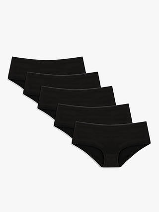 John Lewis ANYDAY Microfibre Short Knickers, Pack of 5, Black 