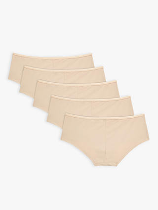 John Lewis ANYDAY Microfibre Short Knickers, Pack of 5, Natural