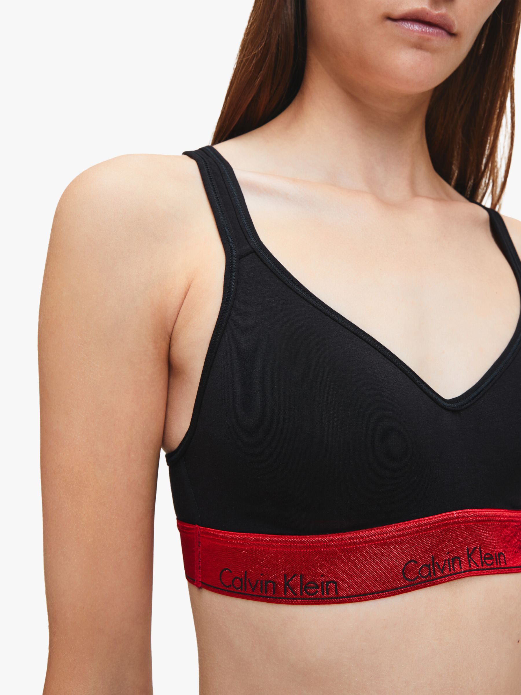 Calvin Klein Modern Cotton Lift Bralette, Black/Red