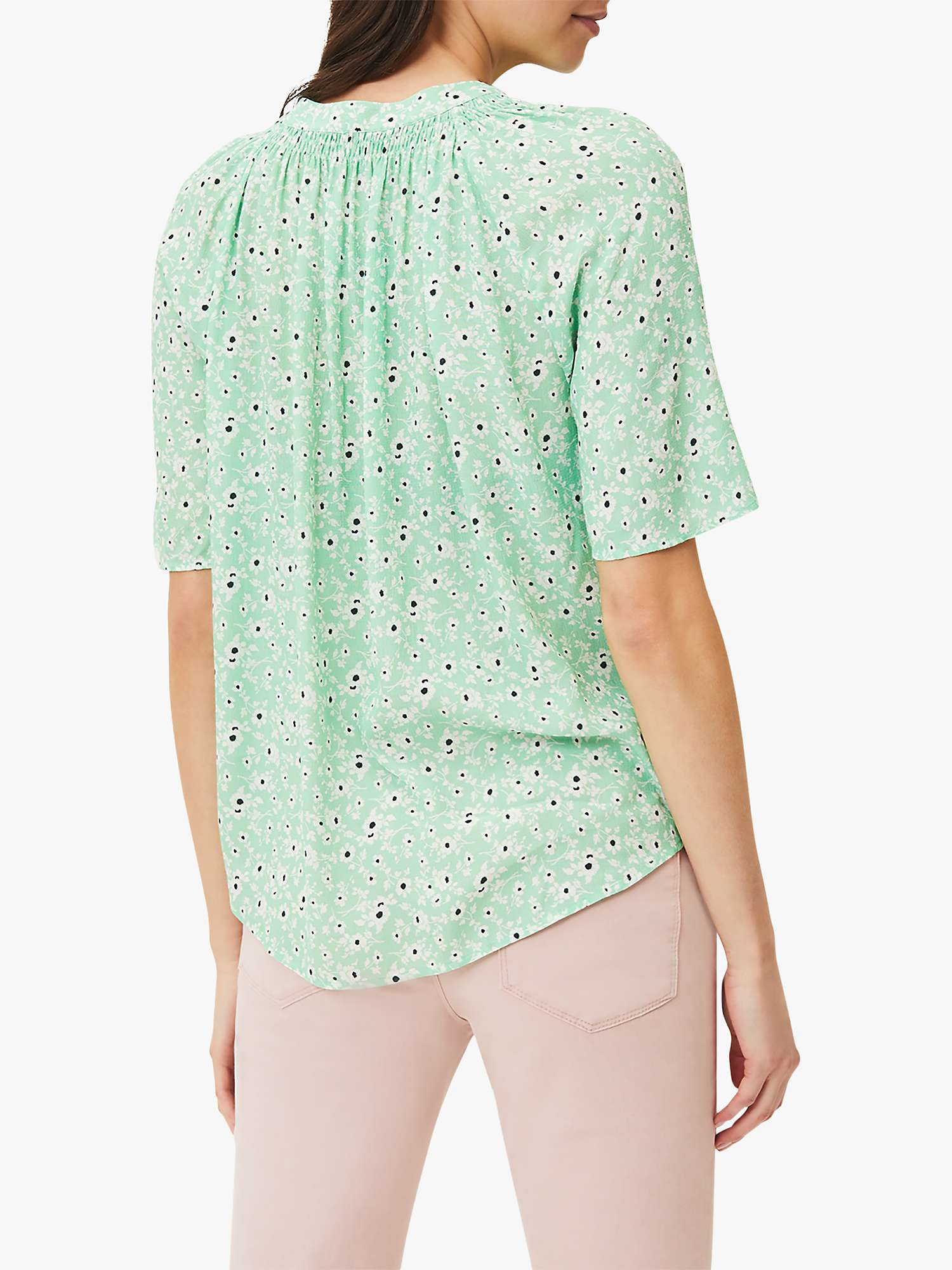 Buy Phase Eight Diana Sprig Print Tie Front Blouse, Green Online at johnlewis.com
