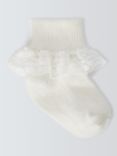 John Lewis Baby Organic Cotton Rich Lace Trim Socks, Pack of 3