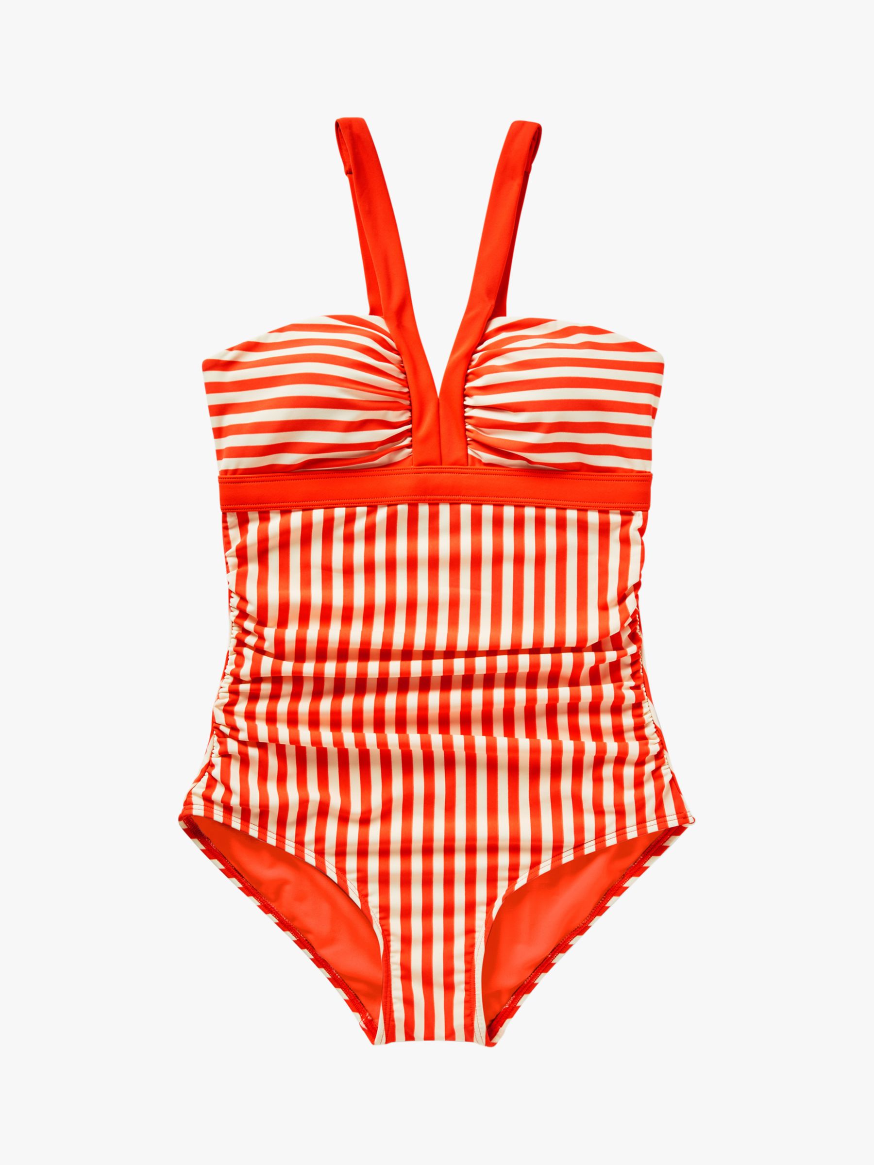 Boden Corsica Stripe Swimsuit, Coral/Ivory at John Lewis & Partners