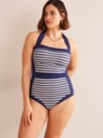 Boden Santorini Stripe Swimsuit, French Navy/Ivory