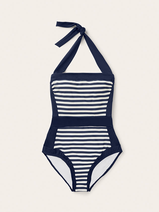 Boden Santorini Stripe Swimsuit, French Navy/Ivory