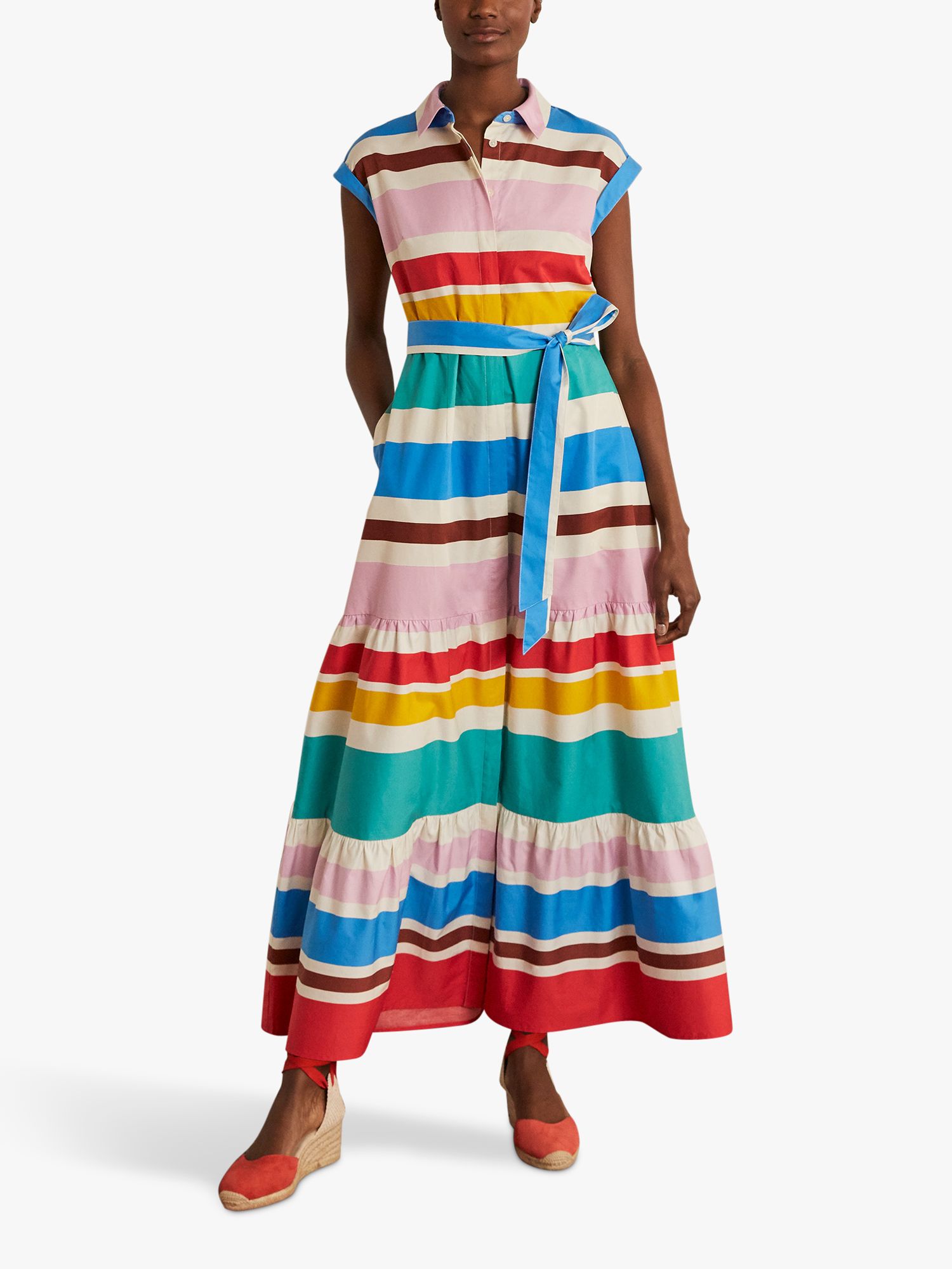 Boden Betty Colourblock Stripe Shirt Dress, Multi at John Lewis & Partners