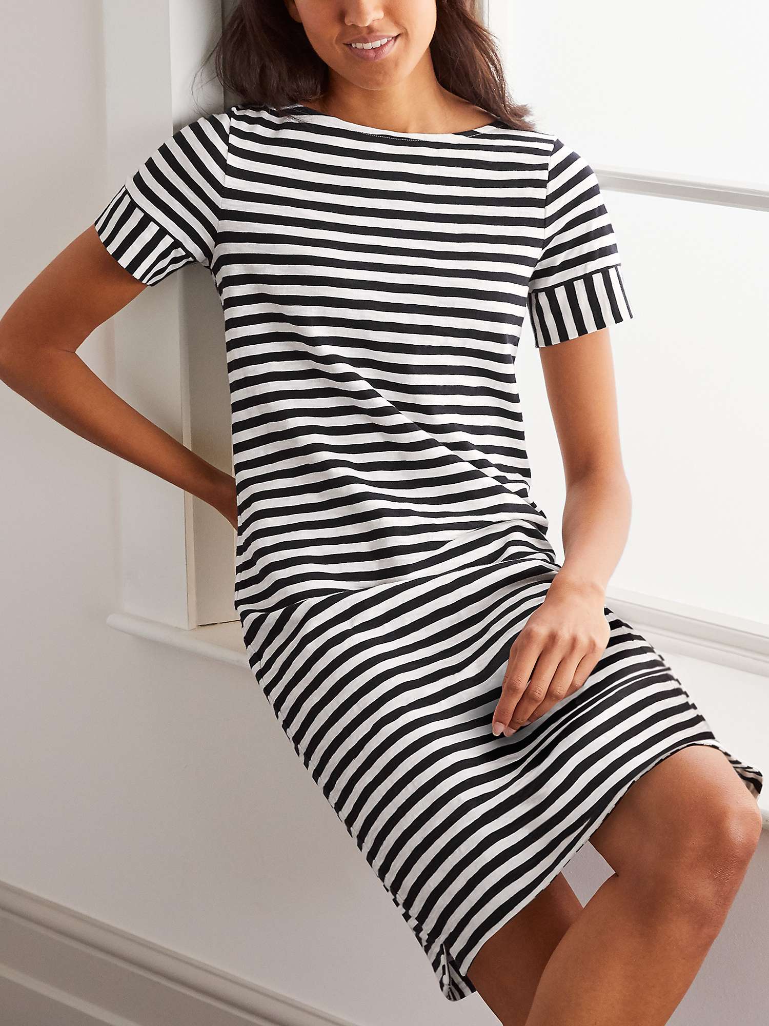 Buy Boden Darcey Jersey Stripe Mini Dress, Ivory/Navy Online at johnlewis.com